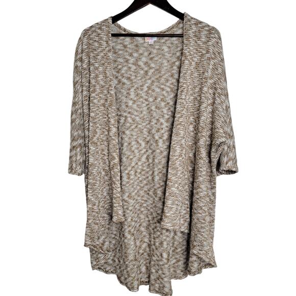 Lu LaRoe Womens Open Cardigan Soft Knit Long Brown White Size Medium  EUC - Picture 1 of 6